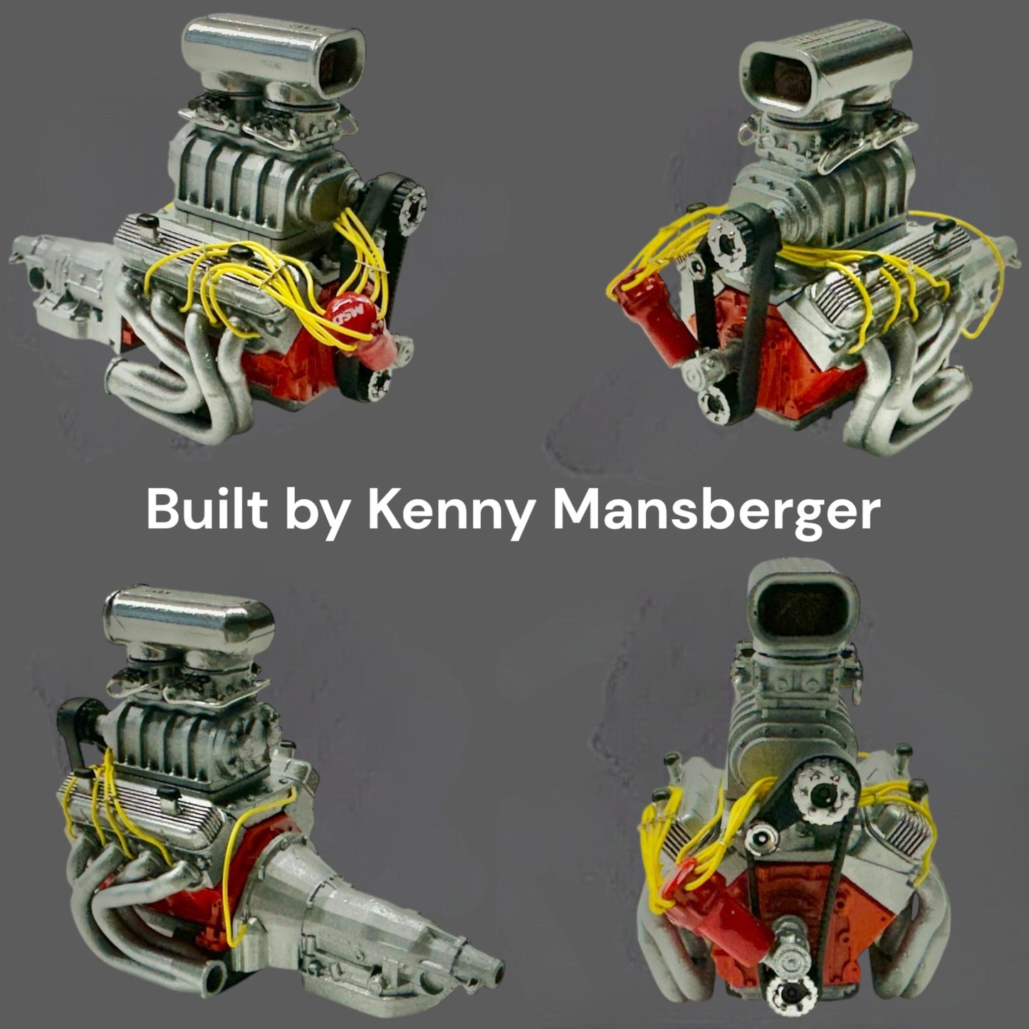 Blown BBC w/ Dominators Hilborn Hat Nostalgic Vintage Drag Racing Engine 1/25