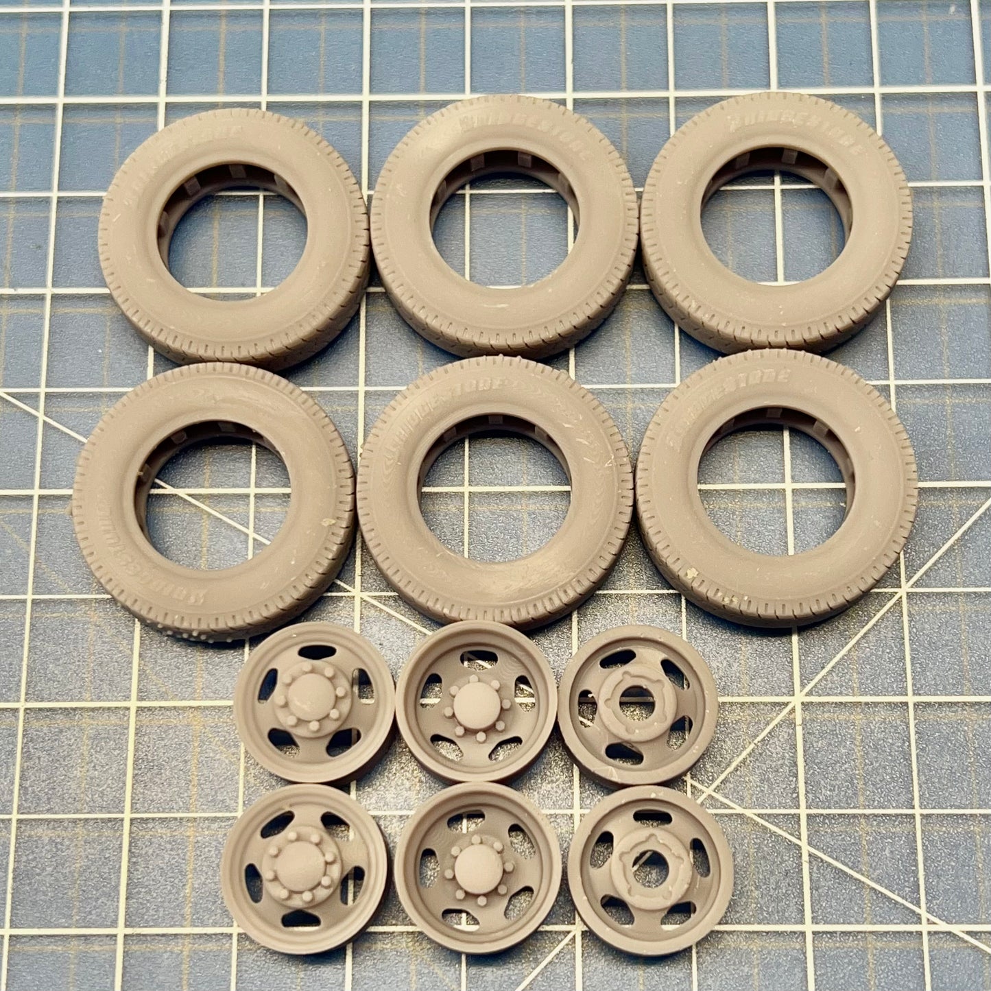 5 Hole Dually Budd Style Custom Wheels & Tires Set 1/24 1/25