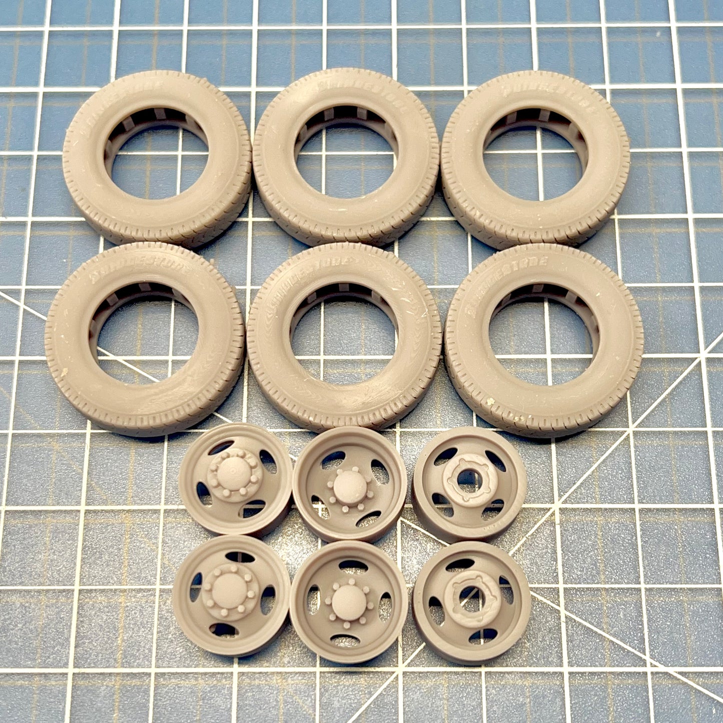 4 Hole Dually Budd Style Custom Wheels & Tires Set 1/24 1/25