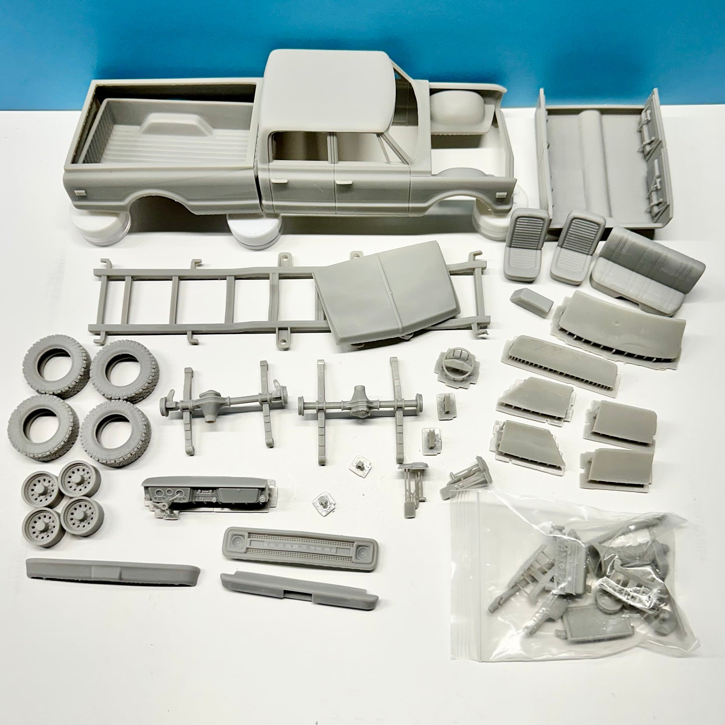 1970 Chevy K20 Crew Cab Pickup Truck (Long) 3D Printed Resin Model Kit
