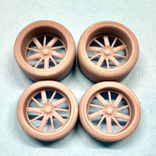 6 Raceline Challenger Custom Wheels and Tires Set 1/24 1/25