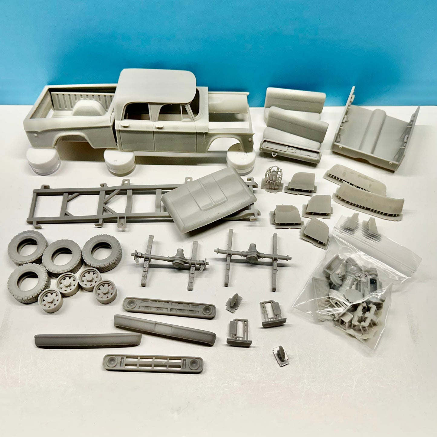 1970 Dodge W200 Pickup Truck Crew Cab 4x4 3D Printed Resin Model Kit KED