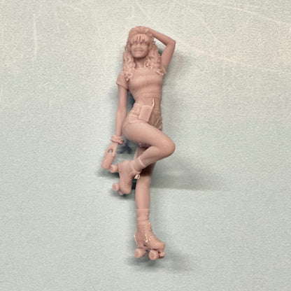 1980s Roller Skating Girl Figure for Display or Diorama 1/24 1/25