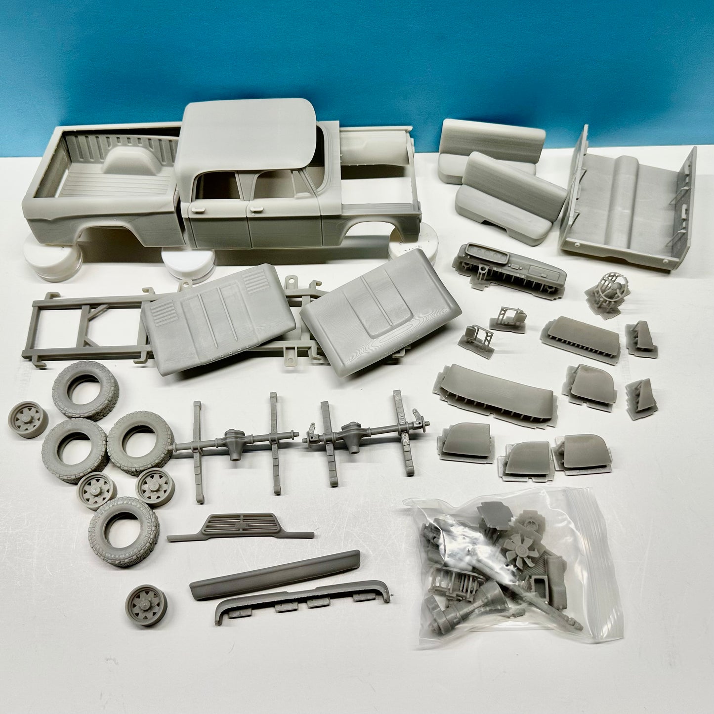 1962 Dodge W200 Crew Cab Pickup Truck 3D Printed Resin Model Kit KED