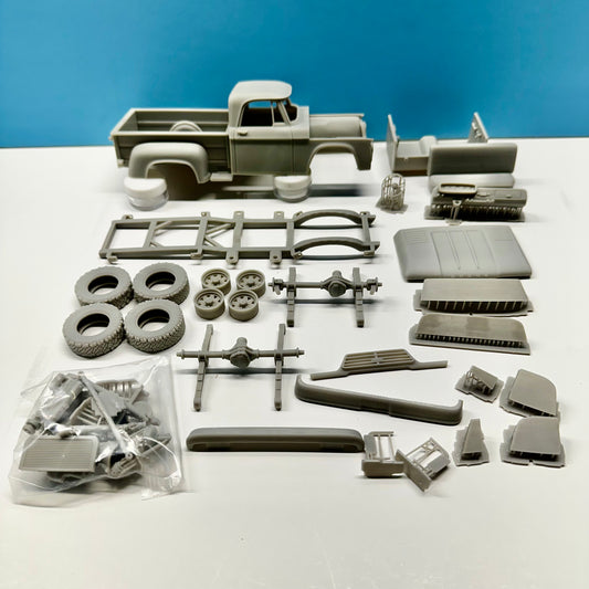 1962 Dodge W100 4X4 Stepside Pickup Truck 3D Printed Resin Model Kit