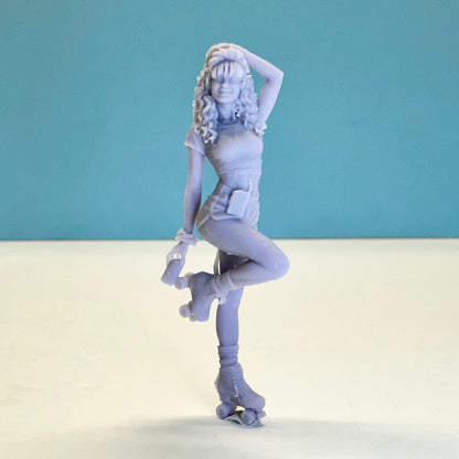 1980s Roller Skating Girl Figure for Display or Diorama 1/24 1/25