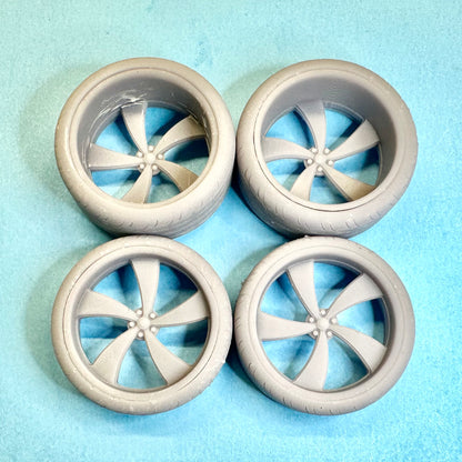 5 Bandit Billet Custom Wheels and Tires Set 1/24 1/25