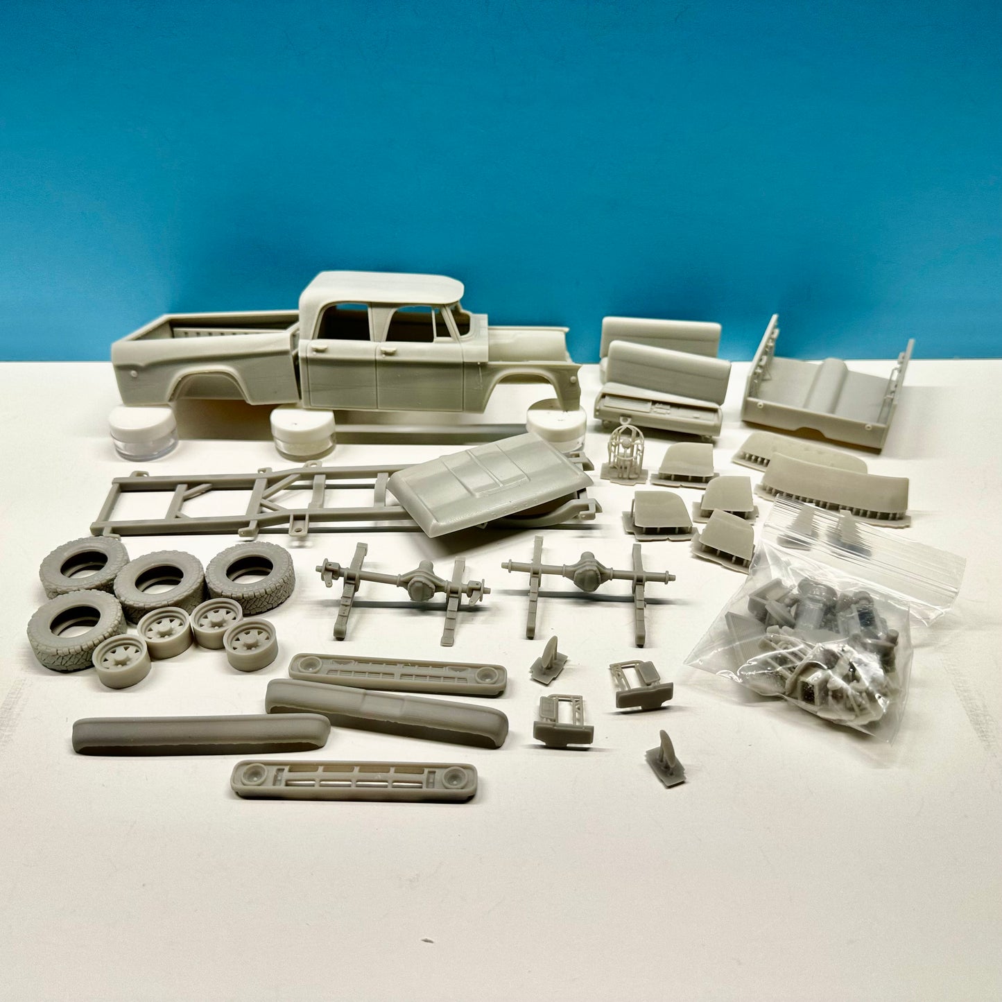 1970 Dodge W200 Pickup Truck Crew Cab 4x4 3D Printed Resin Model Kit KED