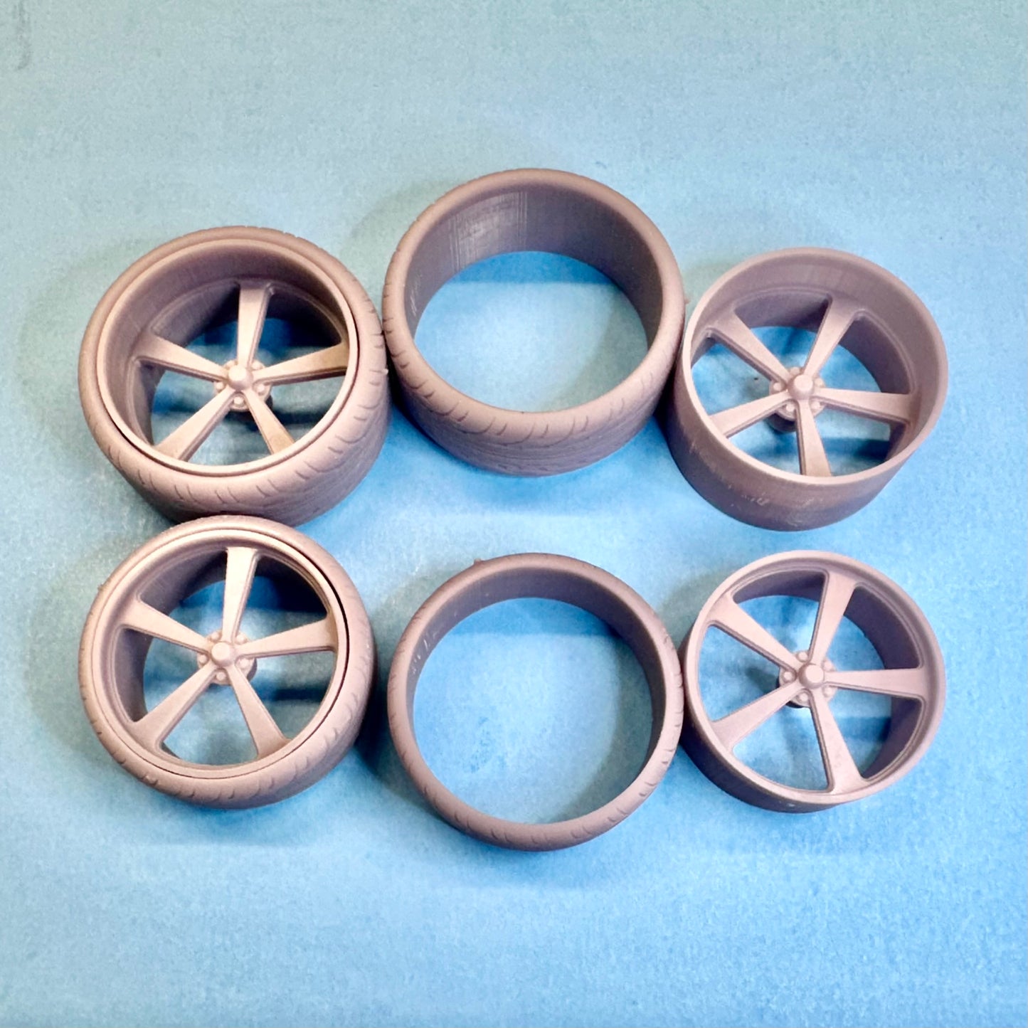 3 Intro Rally Custom Wheels and Tires Set 1/24 1/25