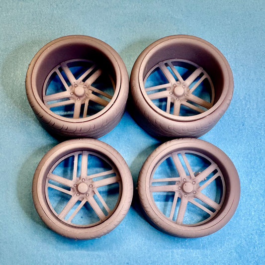 2 Raceline Sidewinder Custom Wheels and Tires Set 1/24 1/25