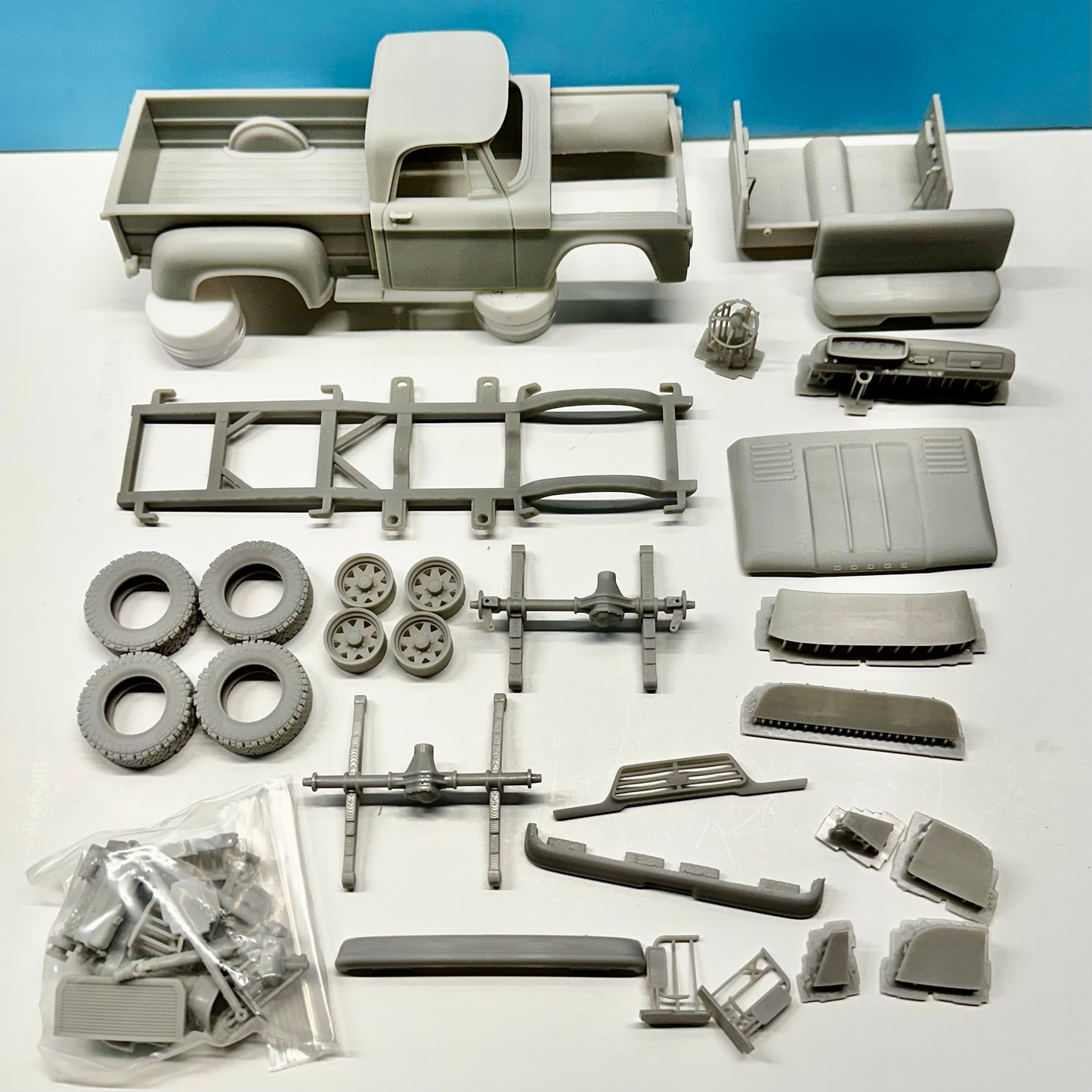 1962 Dodge W100 4X4 Stepside Pickup Truck 3D Printed Resin Model Kit