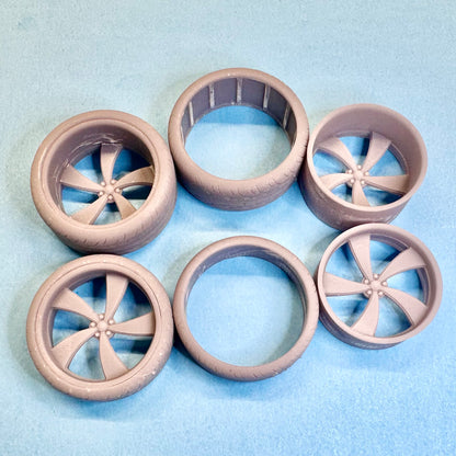 5 Bandit Billet Custom Wheels and Tires Set 1/24 1/25