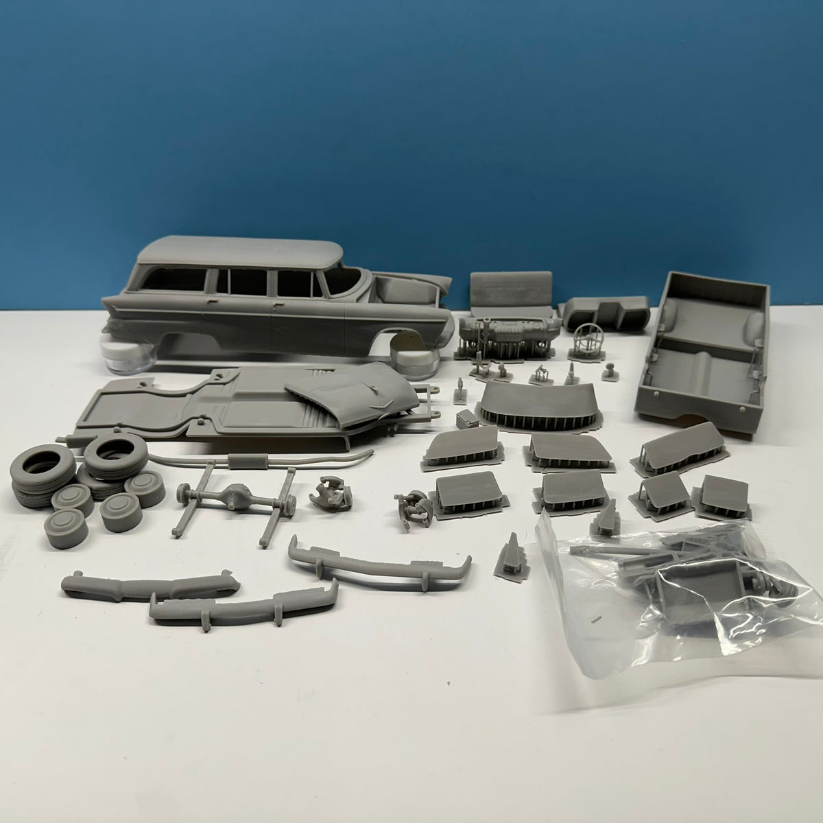 1955 Plymouth Belvedere 4 Dr Suburban Wagon 3D Printed Resin Model Kit KED