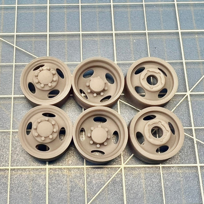 4 Hole Dually Budd Style Custom Wheels & Tires Set 1/24 1/25