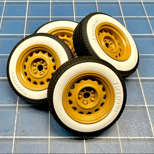 Artillery Wheels w/ Vintage Firestone Tires 1/25 1/24 - SOLD IN PAIRS