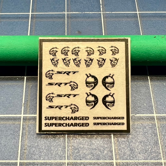 Set of Chrome Hellcat Demon Scat Pack Supercharged SRT Decals Badges 1/24 1/25